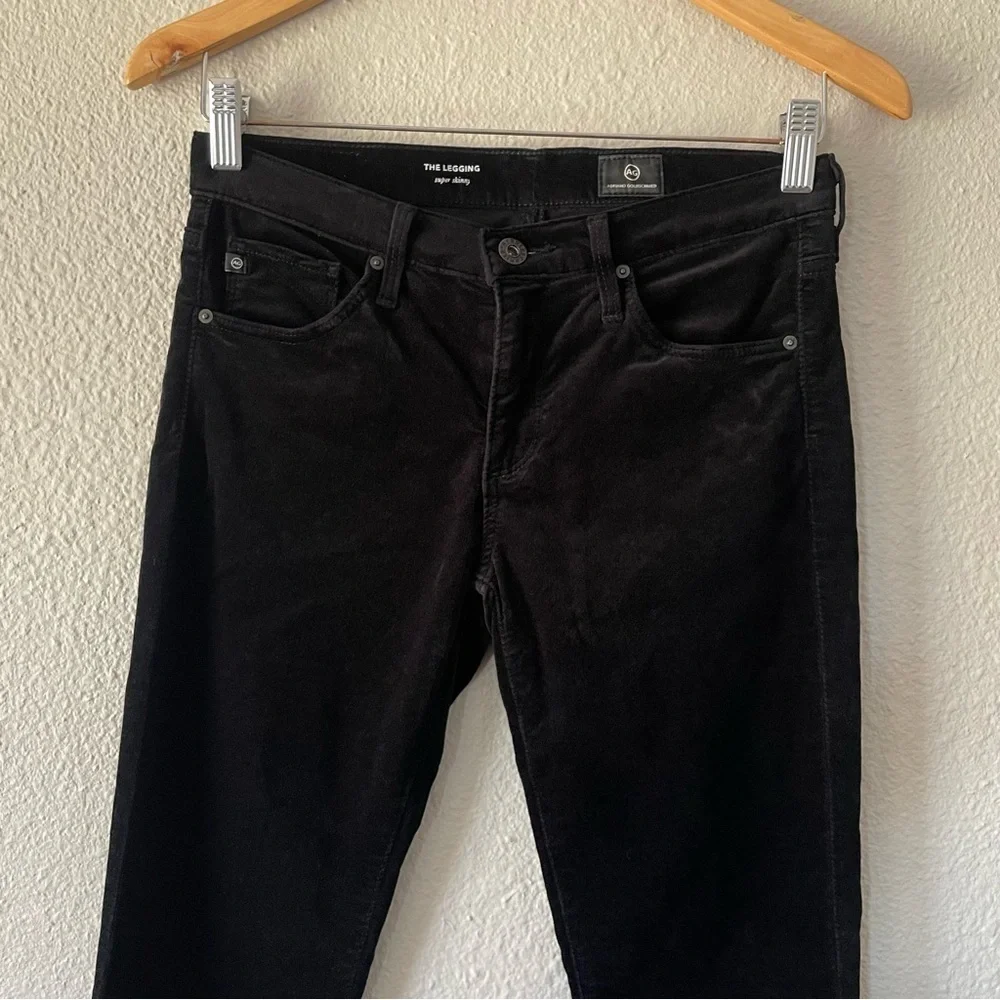 AG Adriano Goldschmied Velvet The Legging Super Skinny Pants Women’s 26 Black - Picture 6 of 13